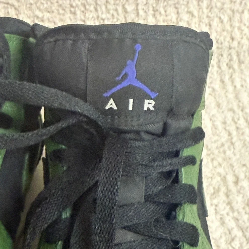 Nike Air Jordan‎ 1 Mid Olive Canvas Black Green Sneakers Shoes 6Y